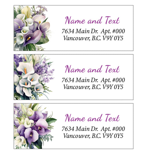 Set 30 Personalized Return Address Labels Watercolor Orchids and Calla Lilies Flower Pattern