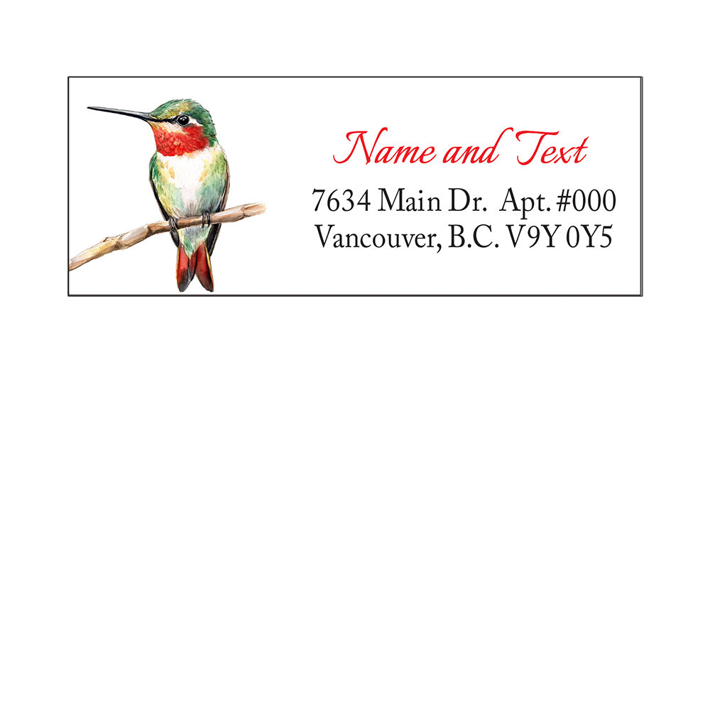 Set 30 Personalized Return Address Labels Hummingbird and Flowers Pattern