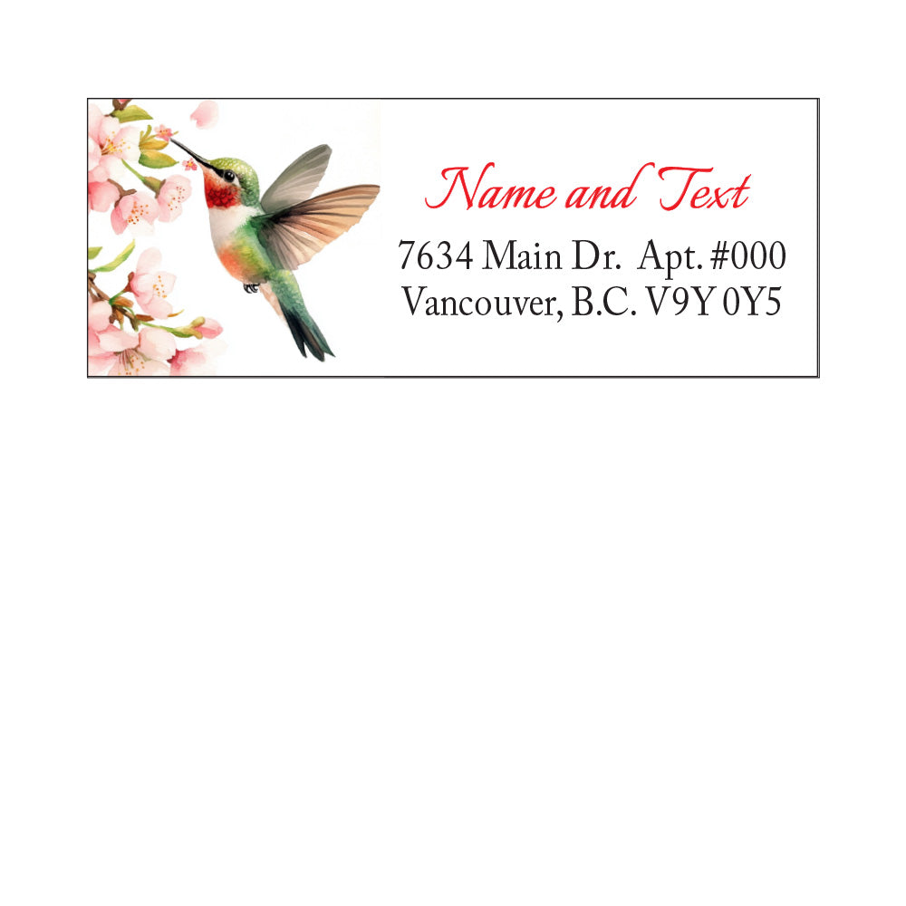 Set 30 Personalized Return Address Labels Hummingbird and Flowers Pattern