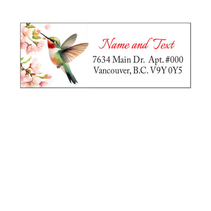 Set 30 Personalized Return Address Labels Hummingbird and Flowers Pattern
