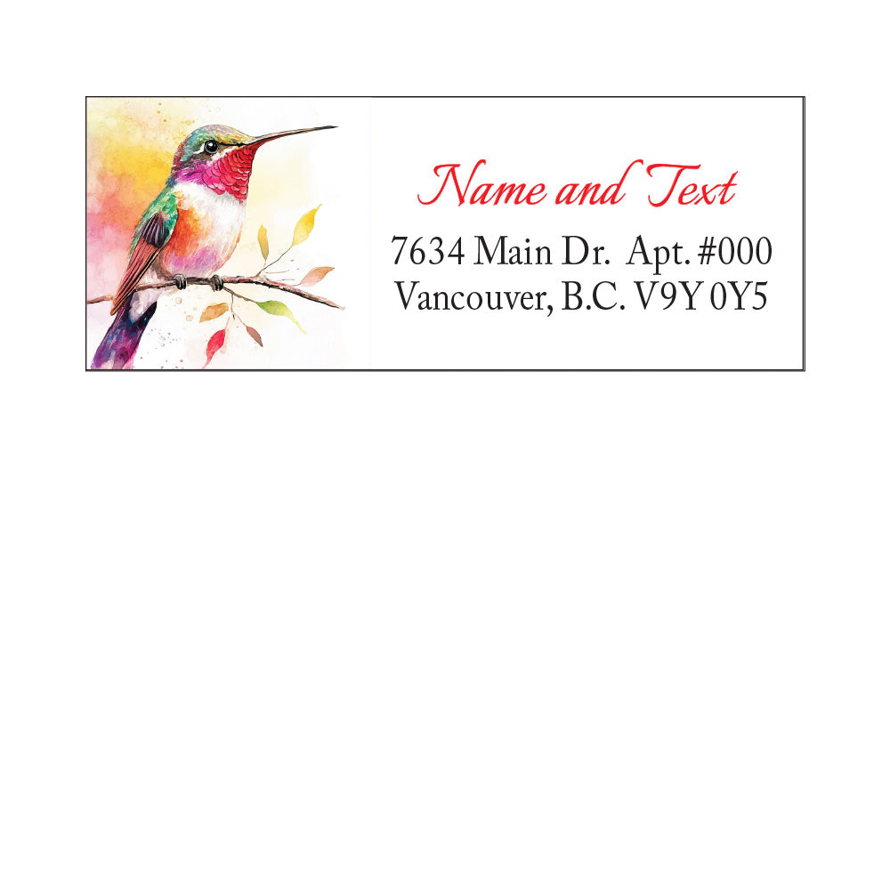 Set 30 Personalized Return Address Labels Hummingbird and Flowers Pattern