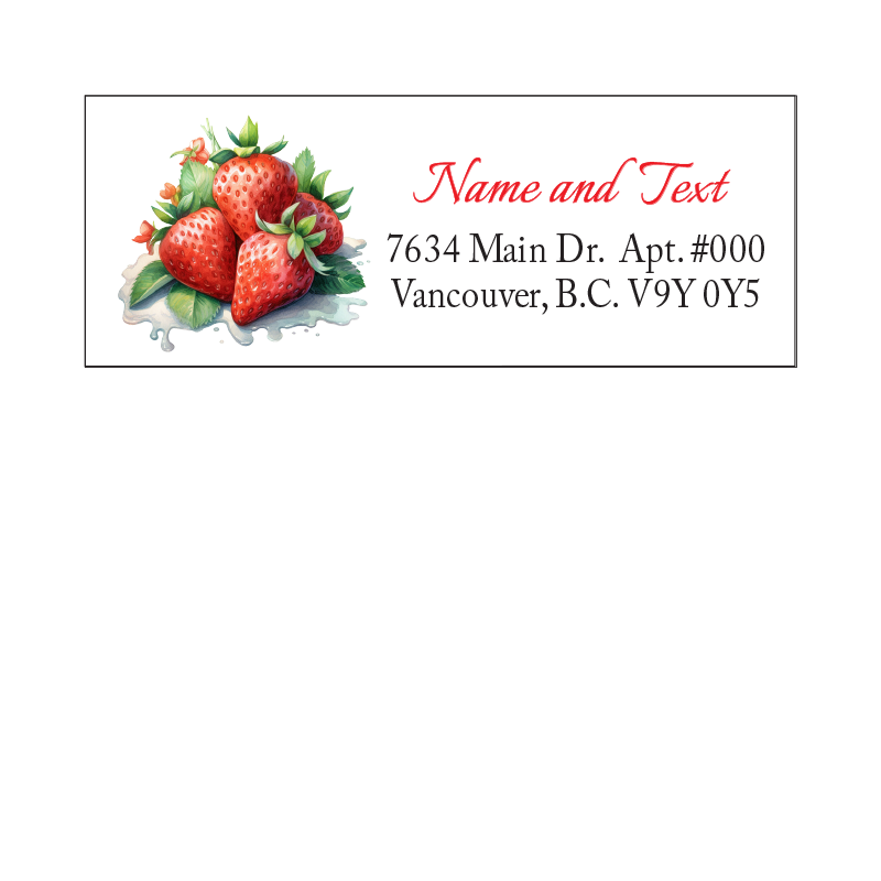 Set 30 Personalized Return Address Labels Watercolor Strawberries Baskets Flowers Pattern