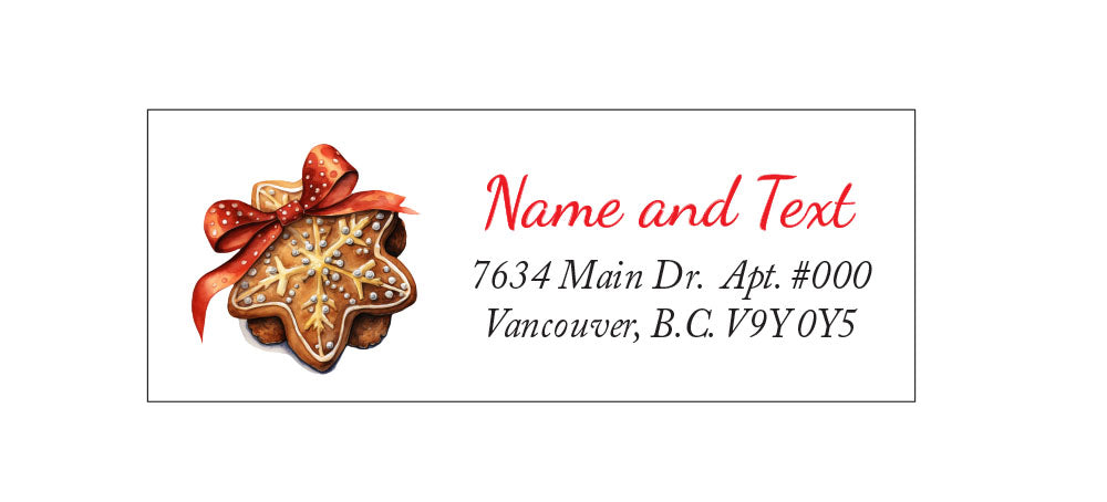 Set 30 Personalized Return Address Labels Watercolor Cute Christmas Cookies Pattern