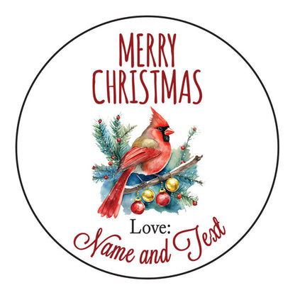 One Sheet Personalized Merry Christmas Stickers - Round Shape - Size 1.3” – 3.5” Watercolor dry orange slice ornament Pattern Perfect for Gift Package Engagement Party Decorations