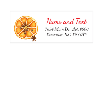 Set 30 Personalized Return Address Labels Watercolor Christmas Dry Orange Slice Ornament Star Anise Pattern