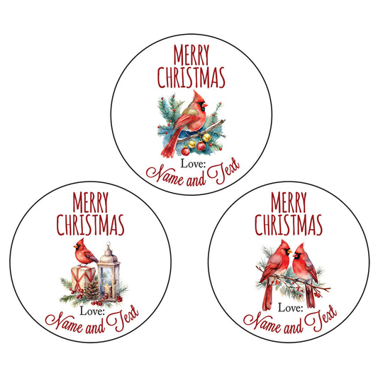 One Sheet Personalized Merry Christmas Stickers - Round Shape - Size 1.3” – 3.5” Watercolor dry orange slice ornament Pattern Perfect for Gift Package Engagement Party Decorations