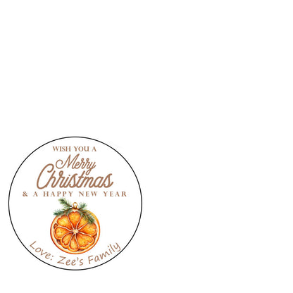 One Sheet Personalized Merry Christmas Stickers - Round Shape - Size 1.3” – 3.5” Watercolor dry orange slice ornament Pattern Perfect for Gift Package Engagement Party Decorations