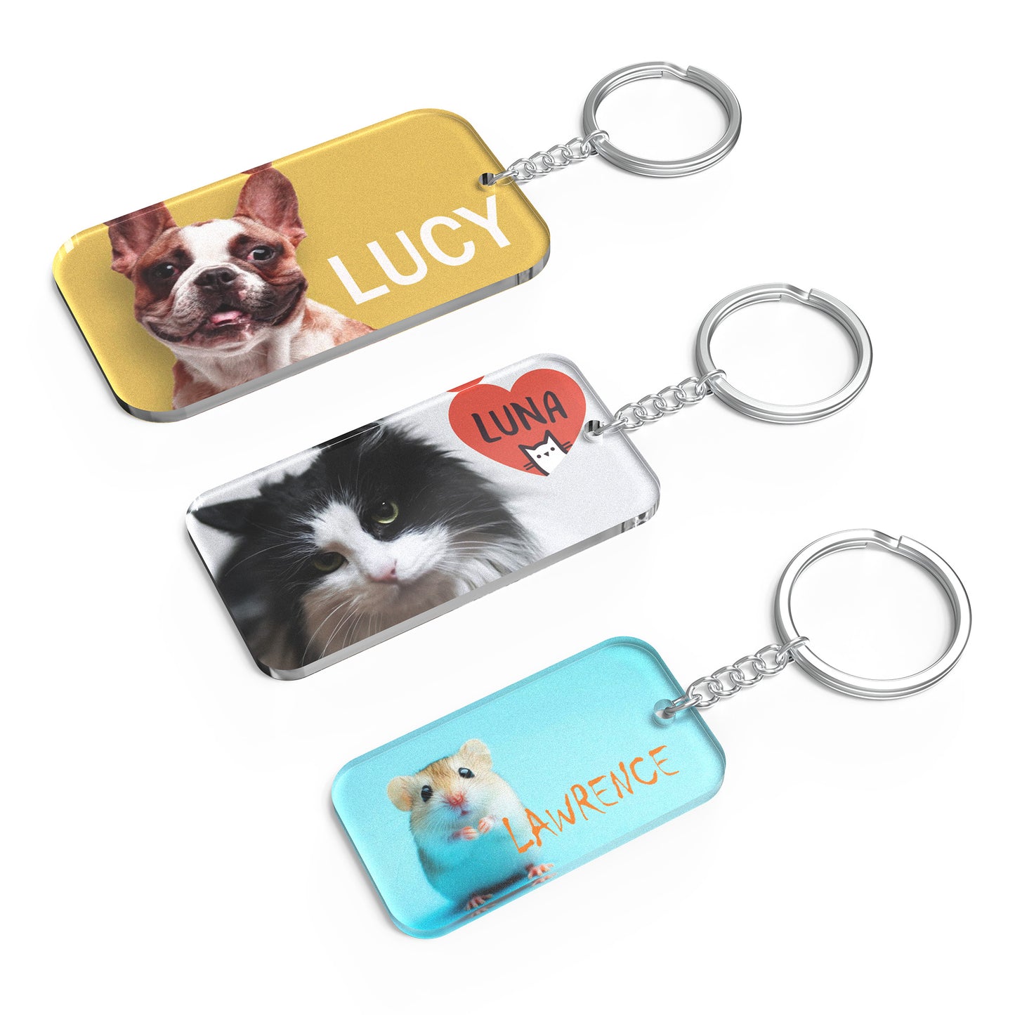 Personalized High Transparent Acrylic Keychain Rectangle shape round corner 3 size available