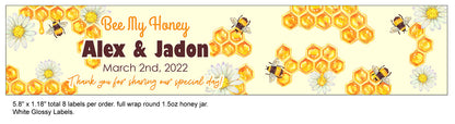 Set Personalized Meant to Bee Thank you stickers For Wedding Bridal Baby Shower cute watercolor bees flowers pattern for 1.5oz Glass Jars