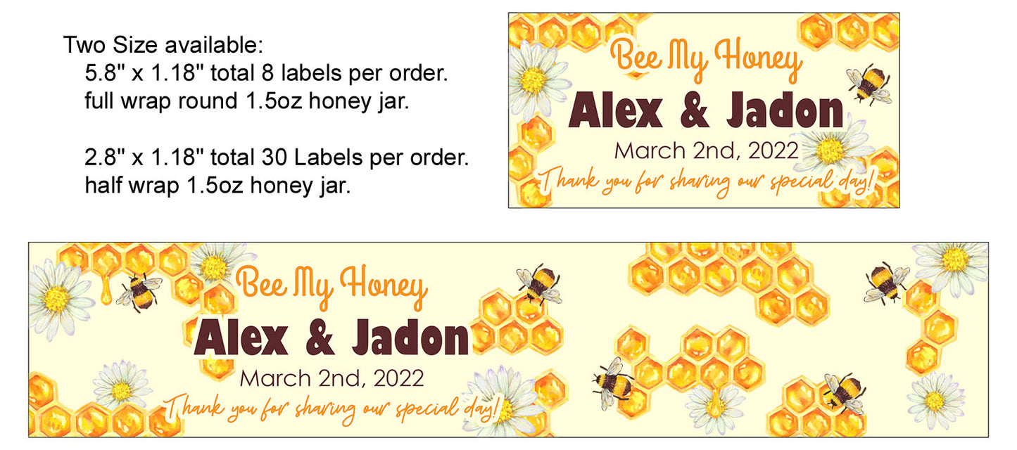 Set Personalized Meant to Bee Thank you stickers For Wedding Bridal Baby Shower cute watercolor bees flowers pattern for 1.5oz Glass Jars