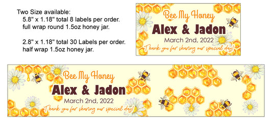 Set Personalized Meant to Bee Thank you stickers For Wedding Bridal Baby Shower cute watercolor bees flowers pattern for 1.5oz Glass Jars