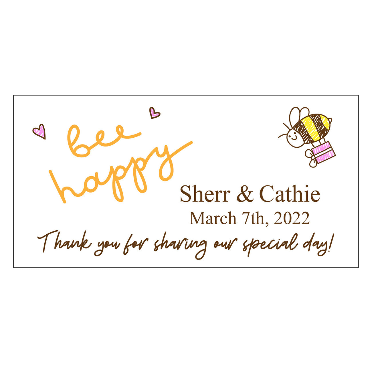 Set 24 Personalized Bee Happy Thank you stickers For Wedding Bridal Baby Shower cute hand draw bees Hearts pattern for 1.5oz Glass Jars