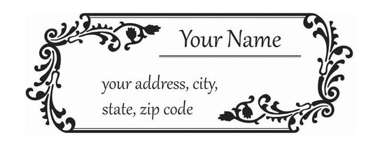 Set of 30 Personalized Return Address Labels vintage look pattern 2
