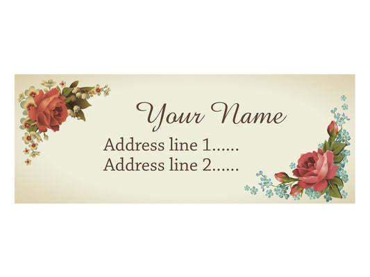 Set 30 Personalized Return Address Vintage Rose Pattern