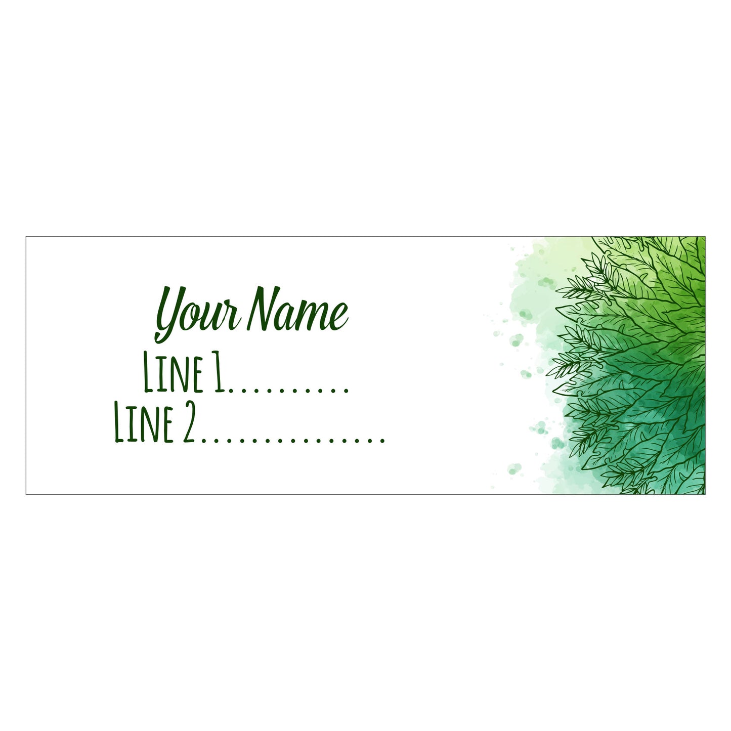 Set 30 Personalized Return Address Green Leaf Pattern