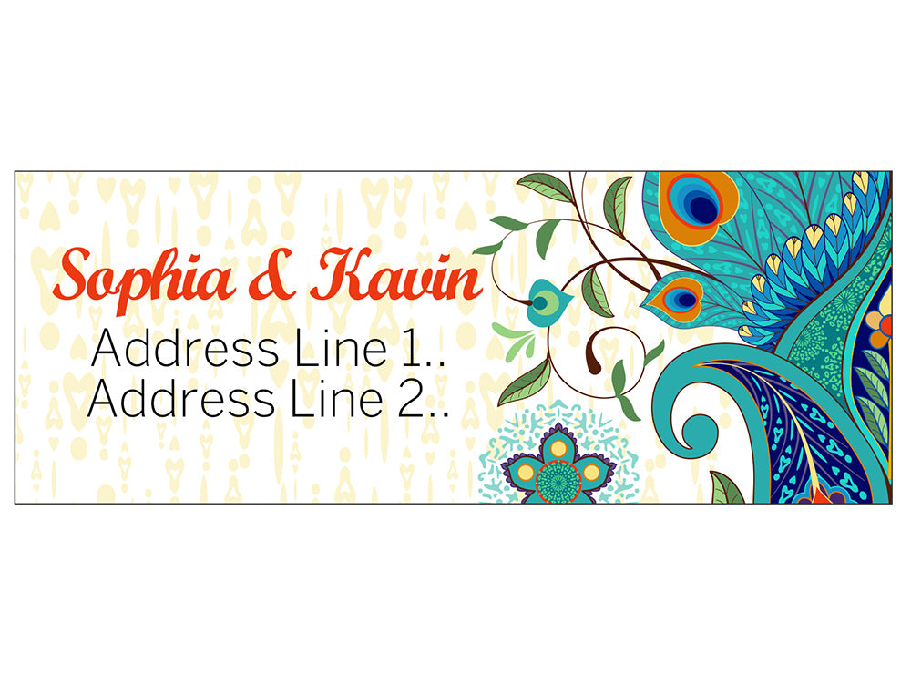 Set 30 Personalized Return Address Peacock Pattern