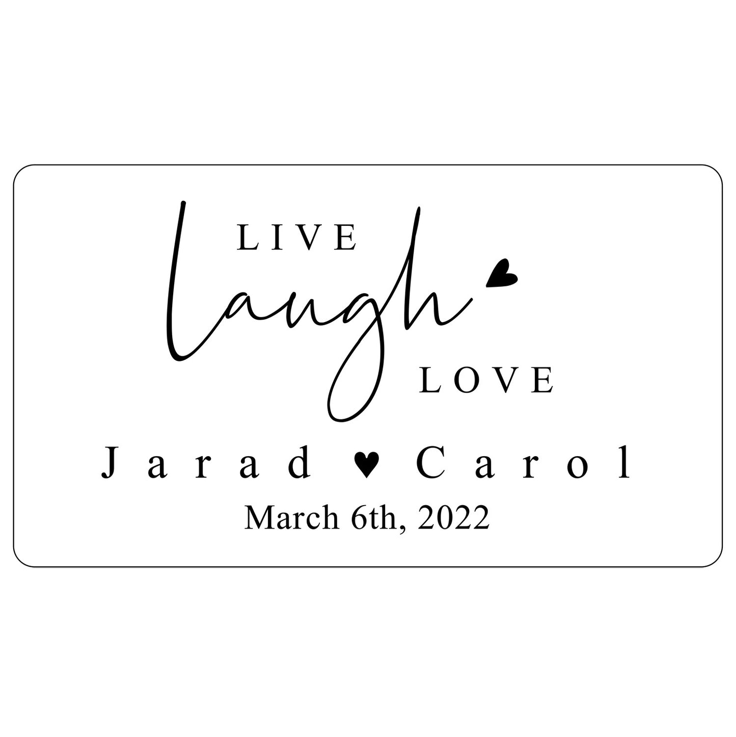 Set 24 Personalized Name and date Live Laugh Love Stickers for 2 oz. Candle jar Wedding Gift Decal White Ink Available